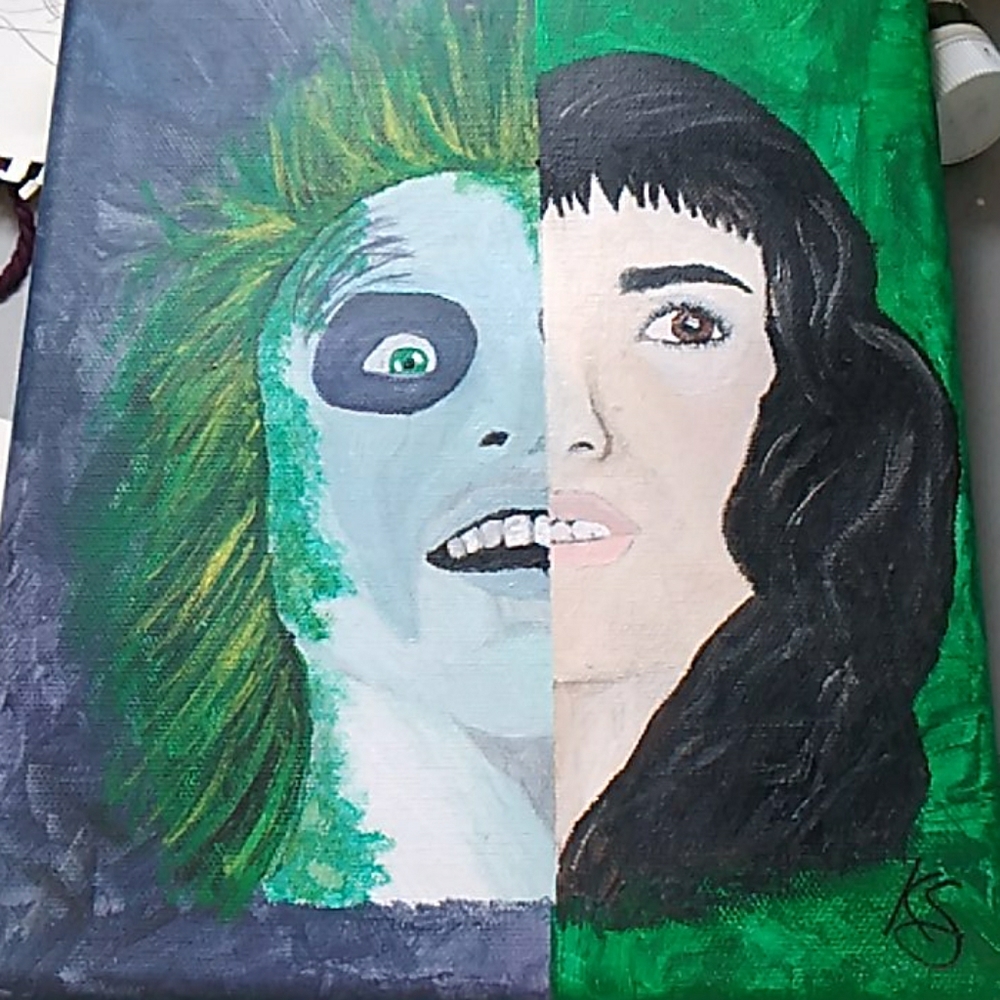 Painting of Beetlejuice and Wynona Rider